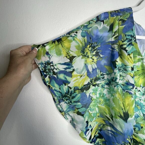 Kim Rogers Poncho Style Top Size XL Floral Vibrant Colors Asymmetrical BOHO - Picture 6 of 12